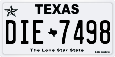 TX license plate DIE7498