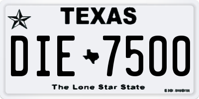 TX license plate DIE7500