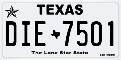 TX license plate DIE7501