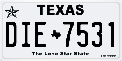 TX license plate DIE7531