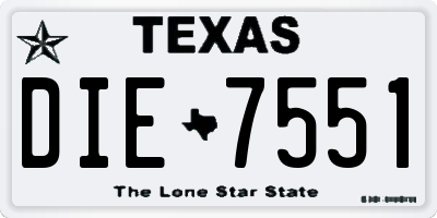 TX license plate DIE7551