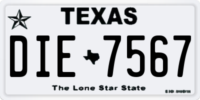 TX license plate DIE7567
