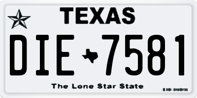 TX license plate DIE7581