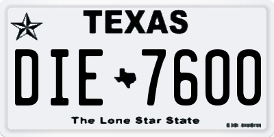 TX license plate DIE7600