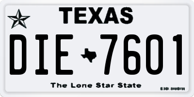 TX license plate DIE7601