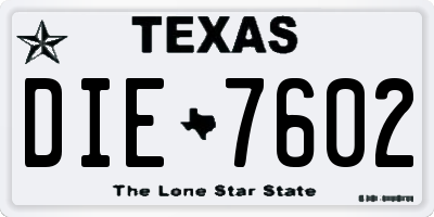 TX license plate DIE7602