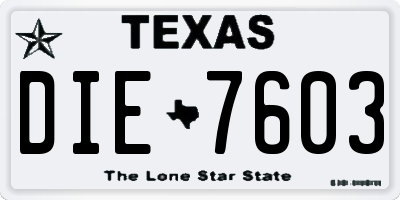 TX license plate DIE7603