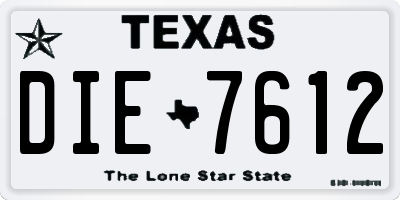 TX license plate DIE7612