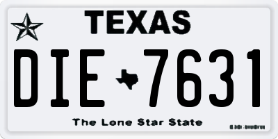 TX license plate DIE7631
