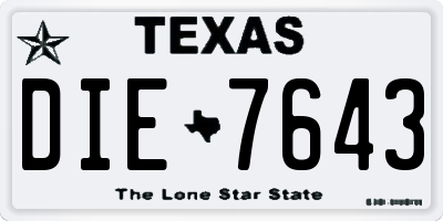 TX license plate DIE7643