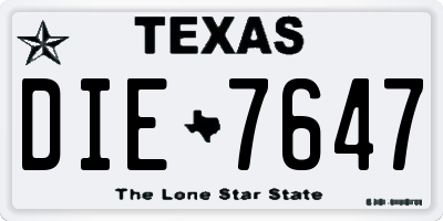 TX license plate DIE7647