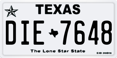 TX license plate DIE7648