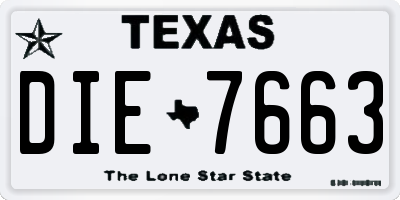 TX license plate DIE7663
