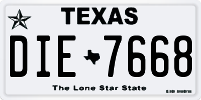 TX license plate DIE7668