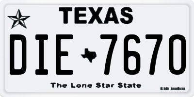 TX license plate DIE7670