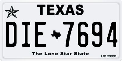 TX license plate DIE7694