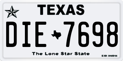 TX license plate DIE7698