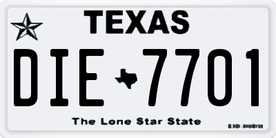 TX license plate DIE7701