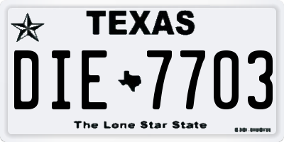 TX license plate DIE7703