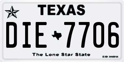 TX license plate DIE7706