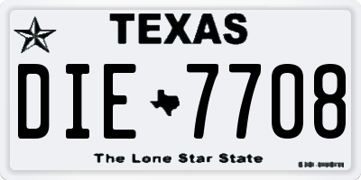 TX license plate DIE7708