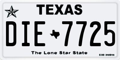 TX license plate DIE7725