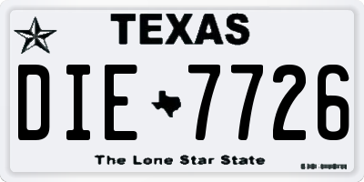TX license plate DIE7726