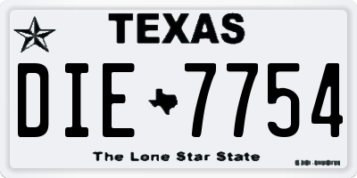 TX license plate DIE7754