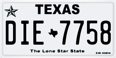 TX license plate DIE7758