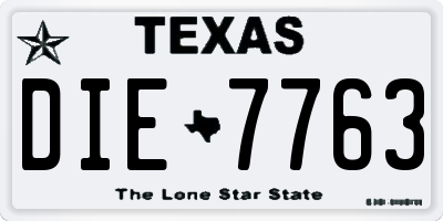 TX license plate DIE7763