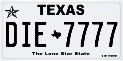 TX license plate DIE7777