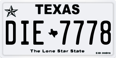 TX license plate DIE7778