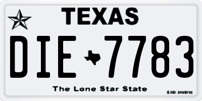 TX license plate DIE7783