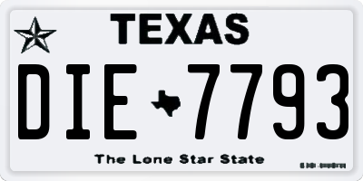 TX license plate DIE7793