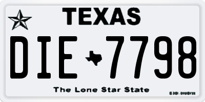 TX license plate DIE7798