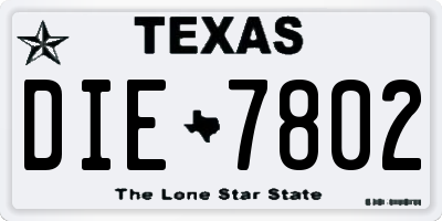 TX license plate DIE7802