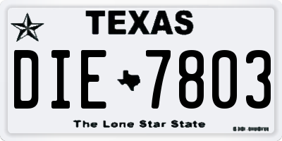 TX license plate DIE7803