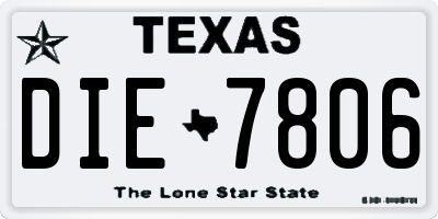 TX license plate DIE7806