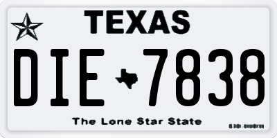 TX license plate DIE7838