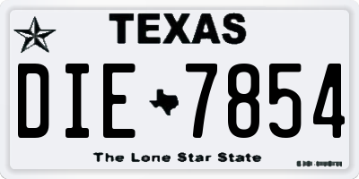 TX license plate DIE7854