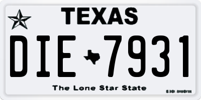 TX license plate DIE7931