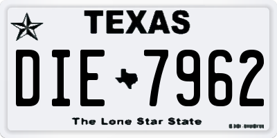 TX license plate DIE7962
