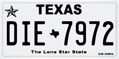 TX license plate DIE7972