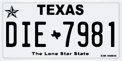TX license plate DIE7981