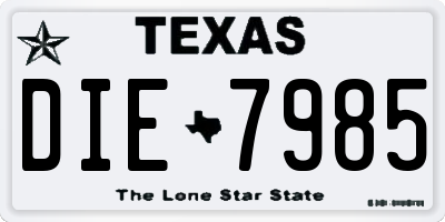 TX license plate DIE7985