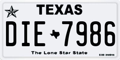 TX license plate DIE7986