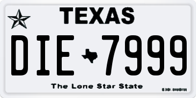 TX license plate DIE7999