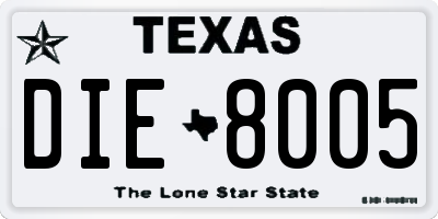 TX license plate DIE8005
