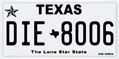 TX license plate DIE8006