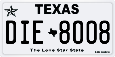 TX license plate DIE8008